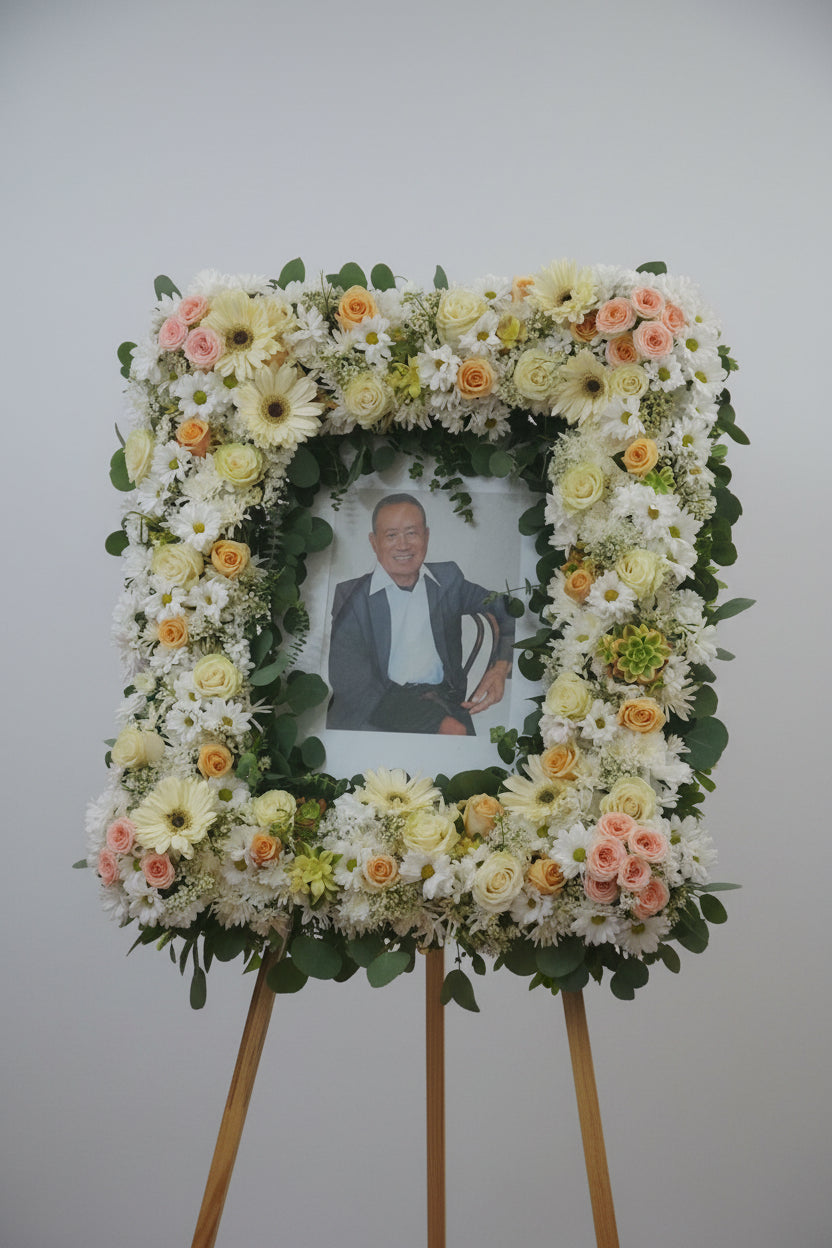 Blush and White Sympathy Picture Frame Wreath