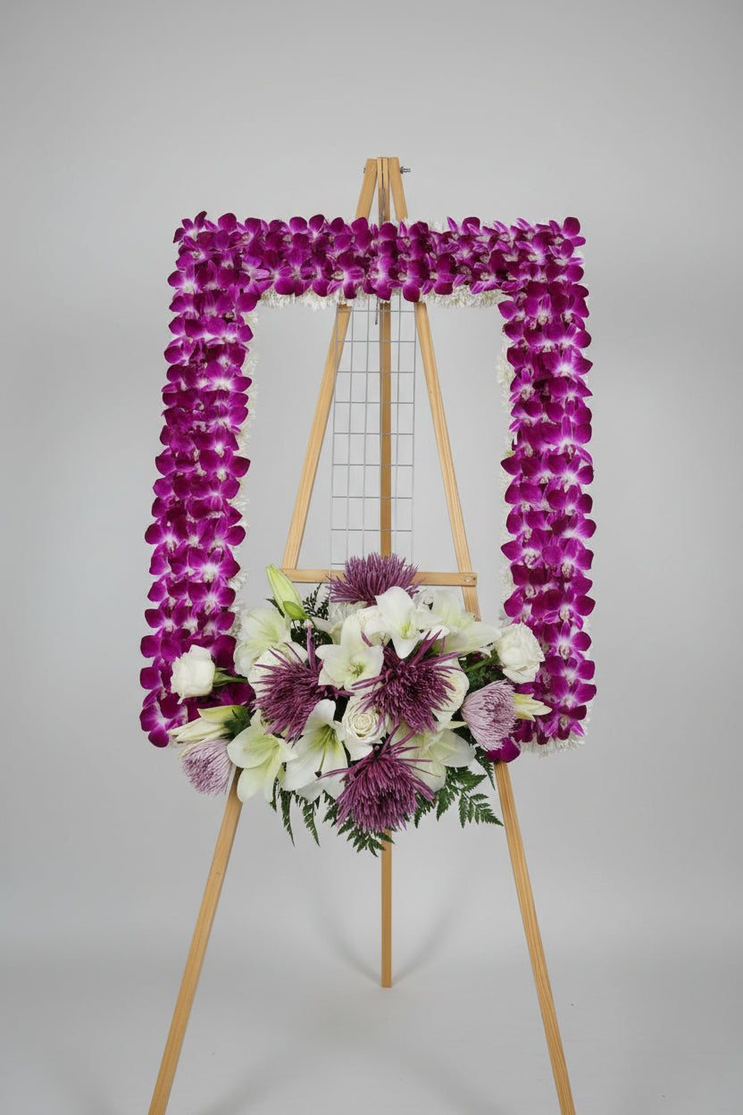 Purple Orchid Sympathy Picture Frame Wreath