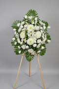 Large All White Sympathy Standing Spray