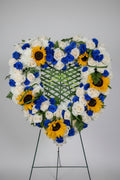 Blue, White and Yellow Heart Sympathy Wreath
