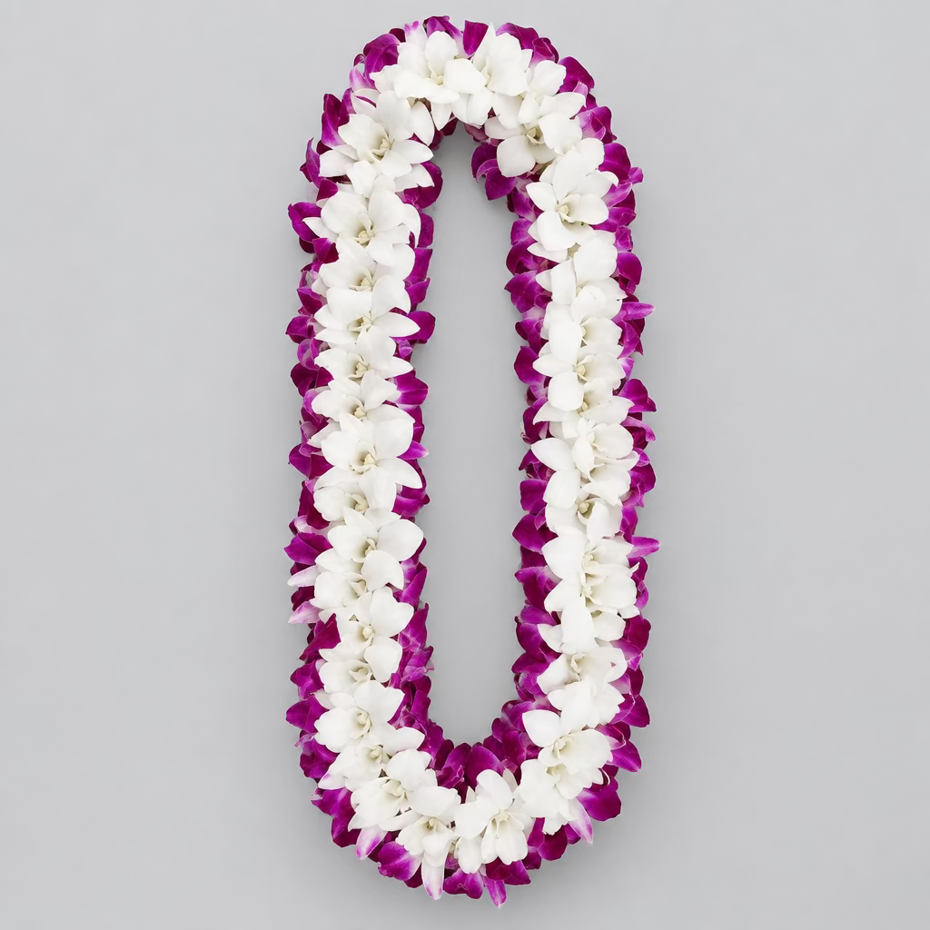 Purple and White Orchid Lei