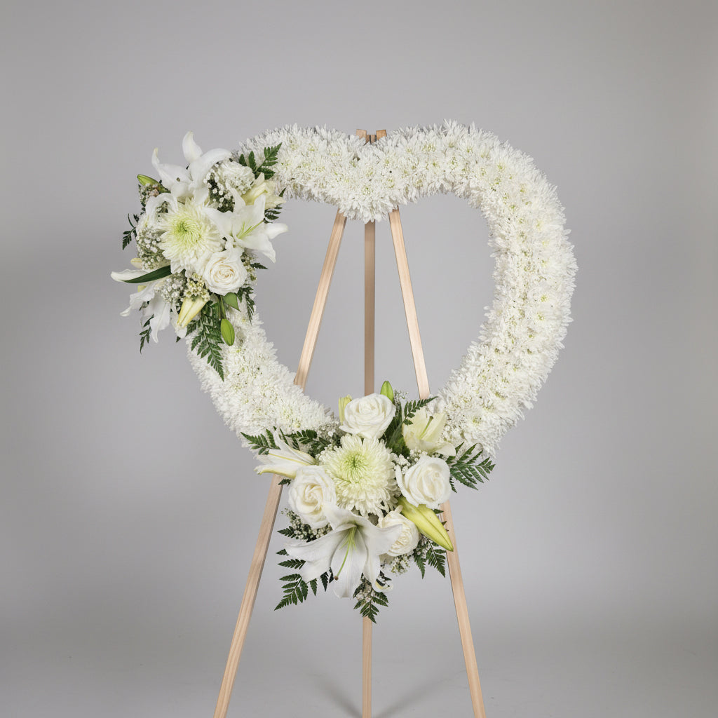 Large All White Sympathy Standing Spray