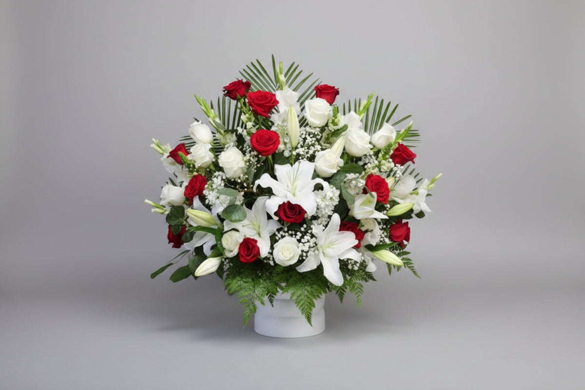 Sympathy Red and White Arrangement