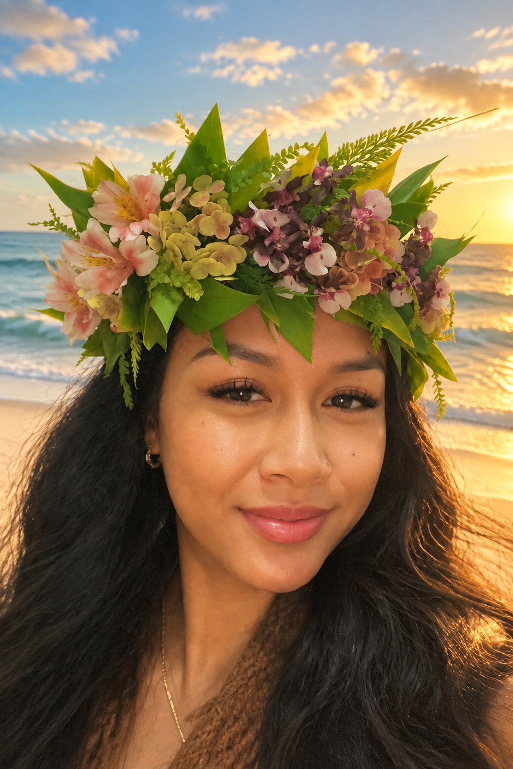 Orchid and Alstromeria head crown